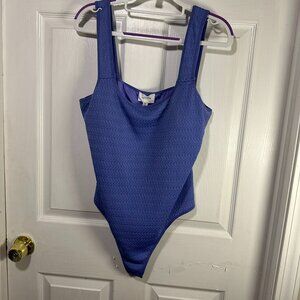 Heyson - Textured Tank Top Bodysuit - Blue - 1x - NWT